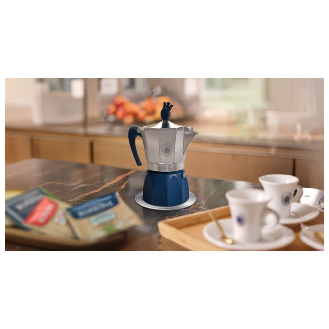 Caffe' Borbone MOKACIAOINDUZ MokaCiao Moka per Cialde ESE 44mm 3 Tazze Compatibile Induzione colore Blu Grigio