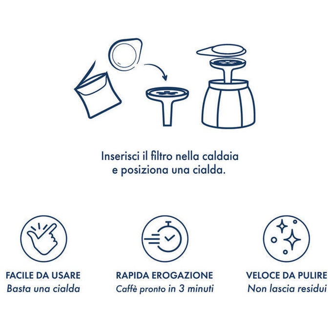 Caffe' Borbone MOKACIAOINDUZ MokaCiao Moka per Cialde ESE 44mm 3 Tazze Compatibile Induzione colore Blu Grigio