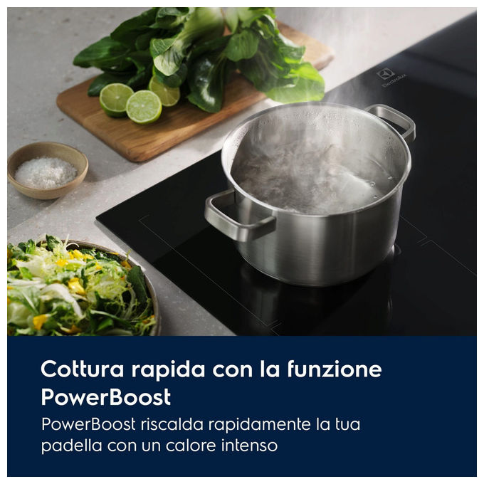 Electrolux KIS82453I Serie 700 Piano cottura a induzione 80 cm 4 zone SenseBoil Hob2Hood Touch colore Nero