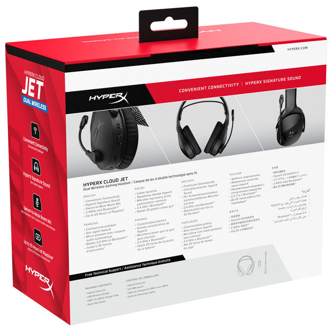 HyperX AJ0T1AA Cloud Jet Cuffie Gaming Wireless Bluetooth 5.3 2.4 GHz Driver 40 mm 25h PC PS5 PS4 Mobile colore Nero