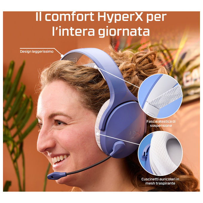 HyperX AJ0T1AA Cloud Jet Cuffie Gaming Wireless Bluetooth 5.3 2.4 GHz Driver 40 mm 25h PC PS5 PS4 Mobile colore Nero