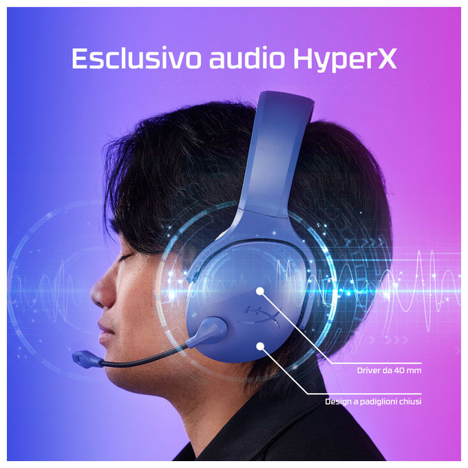 HyperX AJ0T1AA Cloud Jet Cuffie Gaming Wireless Bluetooth 5.3 2.4 GHz Driver 40 mm 25h PC PS5 PS4 Mobile colore Nero