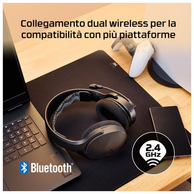 HyperX AJ0T1AA Cloud Jet Cuffie Gaming Wireless Bluetooth 5.3 2.4 GHz Driver 40 mm 25h PC PS5 PS4 Mobile colore Nero