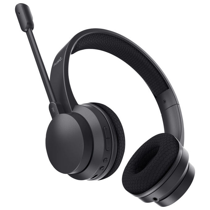 Trust 25463 Ayda Cuffie On-ear Bluetooth Wireless ENC Microfono USB-C Jack 3.5 mm autonomia 24 ore colore Nero