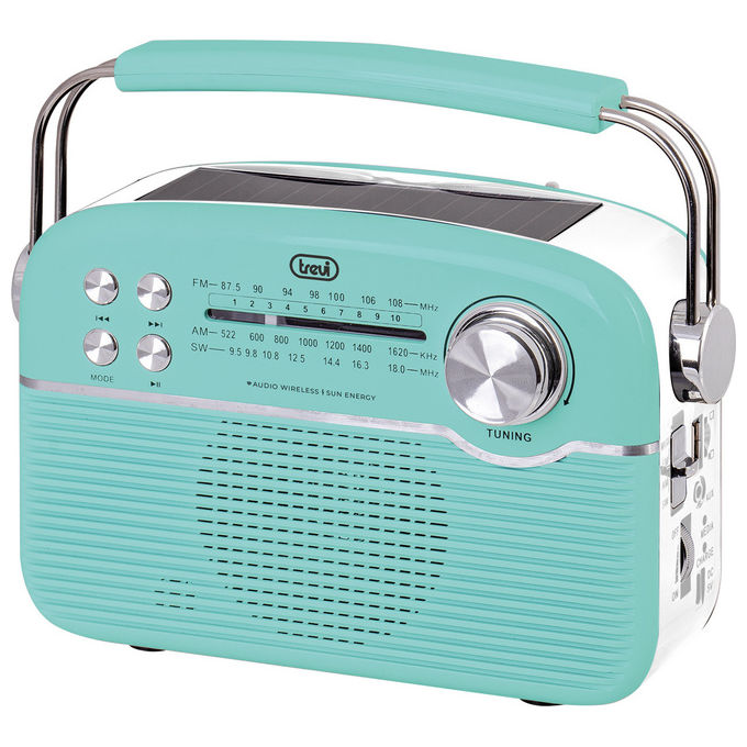 Trevi RA 7F50 BT Radio Portatile Multibanda Analogica FM AM SW Bluetooth USB MicroSD Solare colore Verde