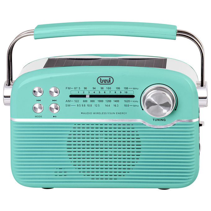 Trevi RA 7F50 BT Radio Portatile Multibanda Analogica FM AM SW Bluetooth USB MicroSD Solare colore Verde