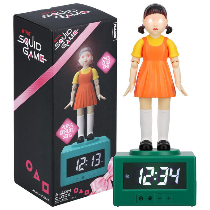 Paladone PP13305SG Squid Game Sveglia Digitale Young-Hee con Luce Notturna e Suono Ufficiale Netflix