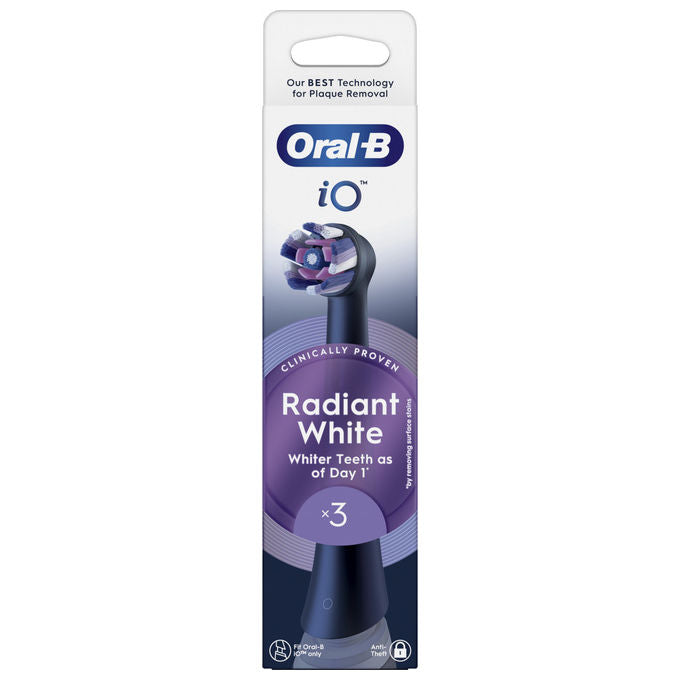 Oral-B 80782595 iO Series Radiant White Testine di Ricambio Setole Angolate 3 pz colore Nero