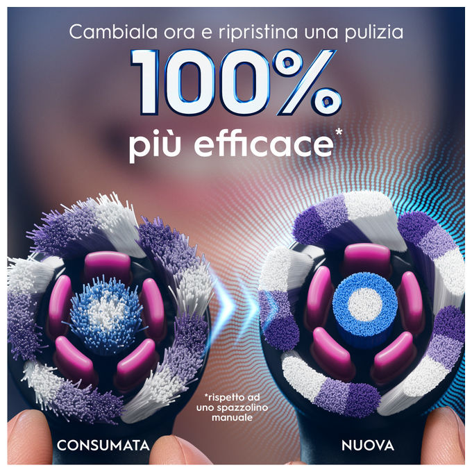 Oral-B 80782595 iO Series Radiant White Testine di Ricambio Setole Angolate 3 pz colore Nero