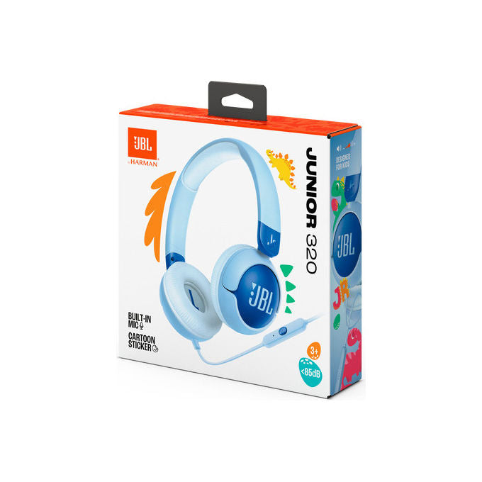 JBL JBLJR320BLU Junior 320 Cuffie On-Ear per Bambini Cablate Microfono Integrato Safe Sound 85 dB colore Blu