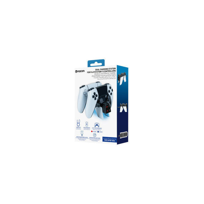Nacon PS5DUALCHARGERV4 Dual Charger V4 Base di Ricarica Doppia PlayStation 5 DualSense DualSense Edge RGB colore Bianco Nero