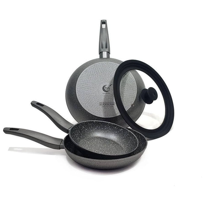 ARIMI TVSMNRLFP20 Mineralia Padella Antiaderente 24 cm Quarzotek 5 Strati Induzione Made in Italy colore Nero