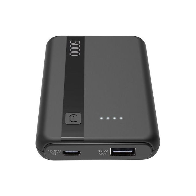 Cellularline PBENTRY5000K Power Bank 5000 mAh USB-C 1xUSB-A 1xUSB-C Output 12W Li-Ion LED colore Nero