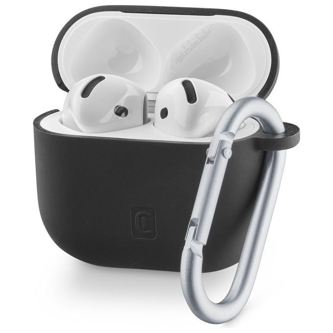 Cellularline BOUNCEAIRPODS4K Bounce Custodia AirPods 4 ANC Silicone con Gancio Compatibile Ricarica Wireless colore Nero