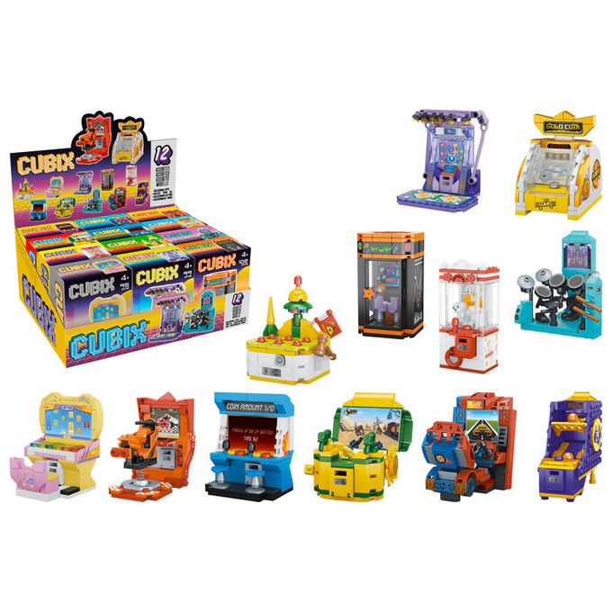 Globo 42744 Cubix Costruzioni Videogioco Arcade Stile Retro' 12 Assortimenti Compatibile Mattoncini Eta' 4+