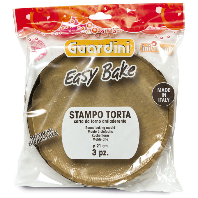 Guardini 15760I4 Stampo per Torta Rotondo in Carta 21 cm Altezza 3 cm Temperatura Max 220°C Confezione 3 Pz colore Marrone