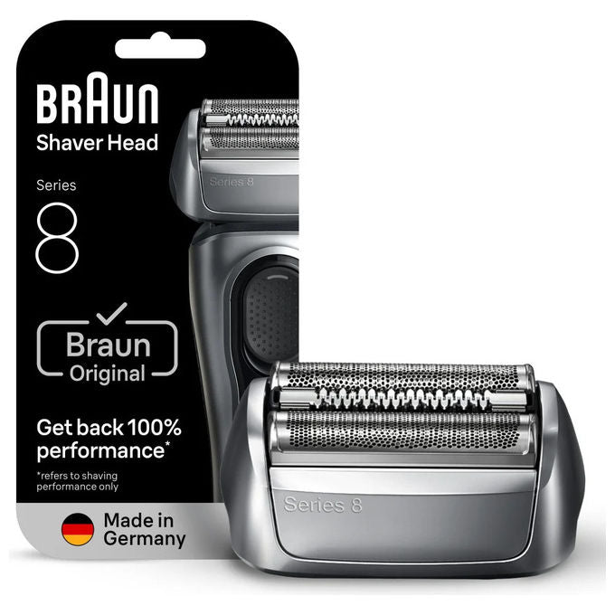 Braun 83M Series 8 Testina di Ricambio per Rasoio Elettrico 3 lame sostituzione ogni 18 mesi colore Nero