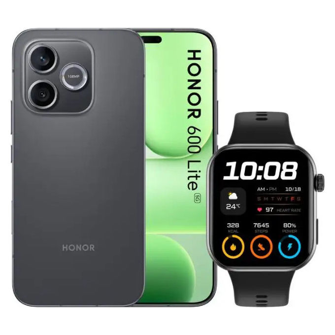 Honor BUNDLE HONOR 600 LITE W2I Smartphone 6.6'' AMOLED 8GB 256GB 5G Smartwatch 14 giorni colore Nero