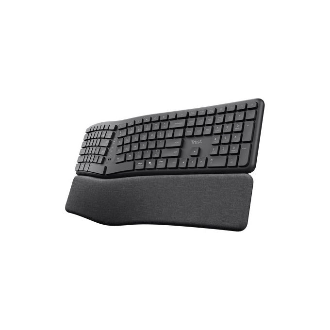 Trust 25459 Keyra Tastiera Wireless Ergonomica Multi dispositivo Bluetooth QWERTY Full size con Poggiapolsi colore Nero