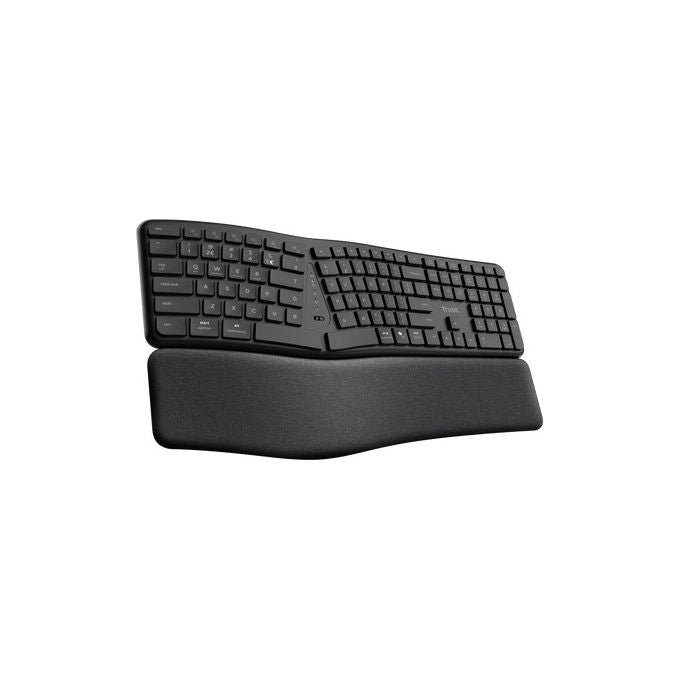 Trust 25459 Keyra Tastiera Wireless Ergonomica Multi dispositivo Bluetooth QWERTY Full size con Poggiapolsi colore Nero