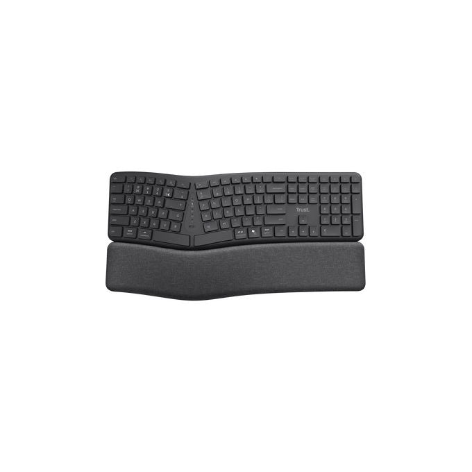 Trust 25459 Keyra Tastiera Wireless Ergonomica Multi dispositivo Bluetooth QWERTY Full size con Poggiapolsi colore Nero