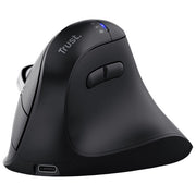 Trust 26107 Vyran Mouse Ergonomico Verticale Wireless RF 2.4GHz Bluetooth Ottico 4800 DPI 8 tasti Ricaricabile USB-C colore Nero