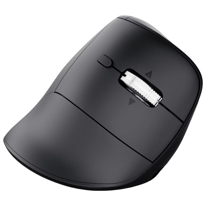 Trust 26107 Vyran Mouse Ergonomico Verticale Wireless RF 2.4GHz Bluetooth Ottico 4800 DPI 8 tasti Ricaricabile USB-C colore Nero
