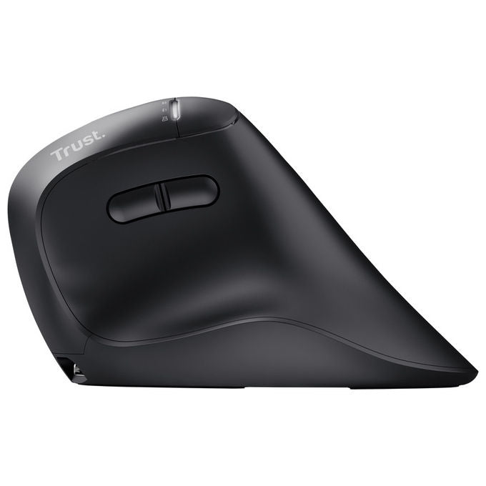 Trust 26107 Vyran Mouse Ergonomico Verticale Wireless RF 2.4GHz Bluetooth Ottico 4800 DPI 8 tasti Ricaricabile USB-C colore Nero