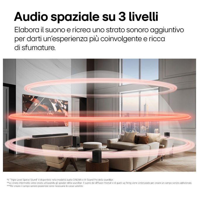LG S70TR Soundbar 5.1.1 canali 500W Dolby Atmos DTS:X Subwoofer Wireless Casse Posteriori Incluse colore Nero