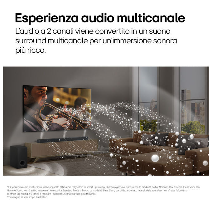 LG S70TR Soundbar 5.1.1 canali 500W Dolby Atmos DTS:X Subwoofer Wireless Casse Posteriori Incluse colore Nero