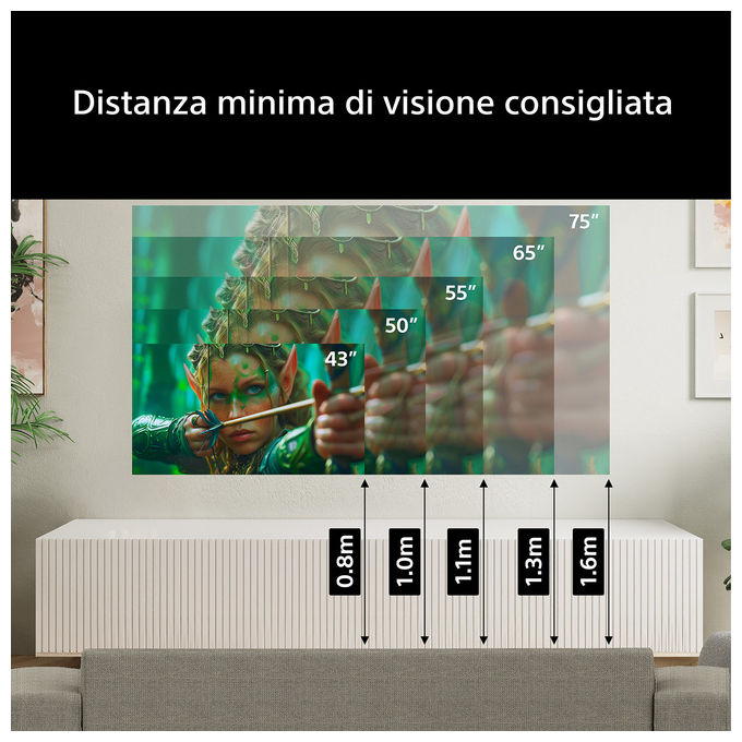Sony K-75S25M2 BRAVIA 2 II TV 75'' 4K Ultra HD LCD Direct LED Google TV Dolby Atmos colore Nero