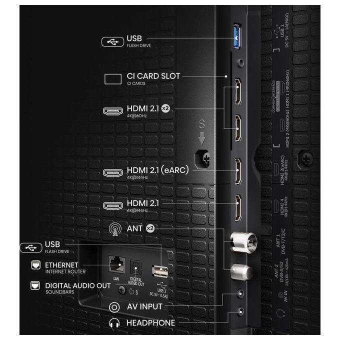 Hisense 100E7QPRO Smart TV QLED 100'' 4K Ultra HD 144Hz HDR Dolby Vision AMD FreeSync Premium VIDAA colore Nero