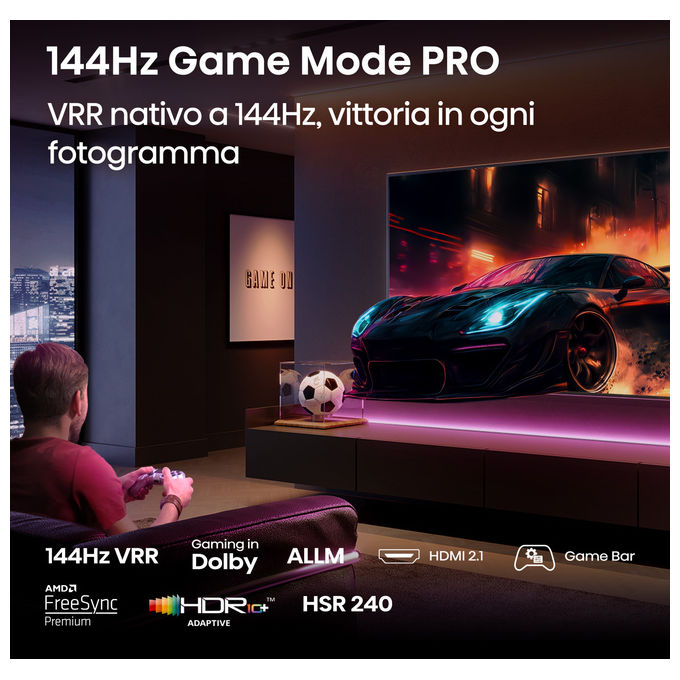 Hisense 100E7QPRO Smart TV QLED 100'' 4K Ultra HD 144Hz HDR Dolby Vision AMD FreeSync Premium VIDAA colore Nero