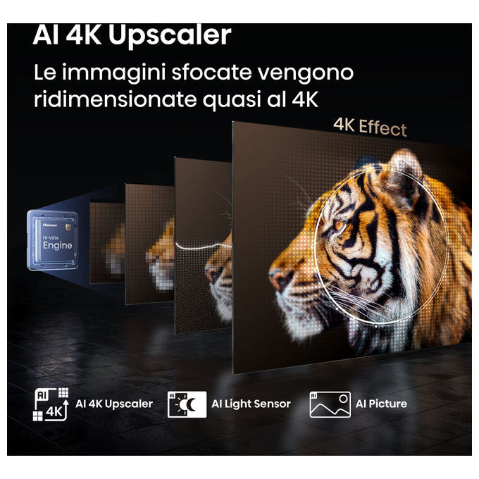 Hisense 100E7QPRO Smart TV QLED 100'' 4K Ultra HD 144Hz HDR Dolby Vision AMD FreeSync Premium VIDAA colore Nero