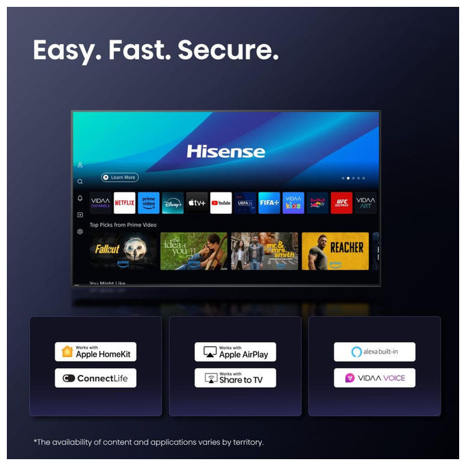 Hisense 100E7QPRO Smart TV QLED 100'' 4K Ultra HD 144Hz HDR Dolby Vision AMD FreeSync Premium VIDAA colore Nero