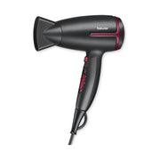 Beurer HC25 Limited Edition Cherry Asciugacapelli da Viaggio 1600W Tecnologia Ionica Doppia Tensione Manico Pieghevole colore Nero