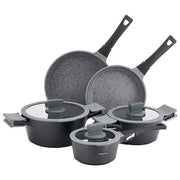Tognana WL79108GRTG Ambiziosa Batteria Pentole 8 Pezzi Alluminio Antiaderente Effetto Granito Induzione Manici Amovibili colore Nero