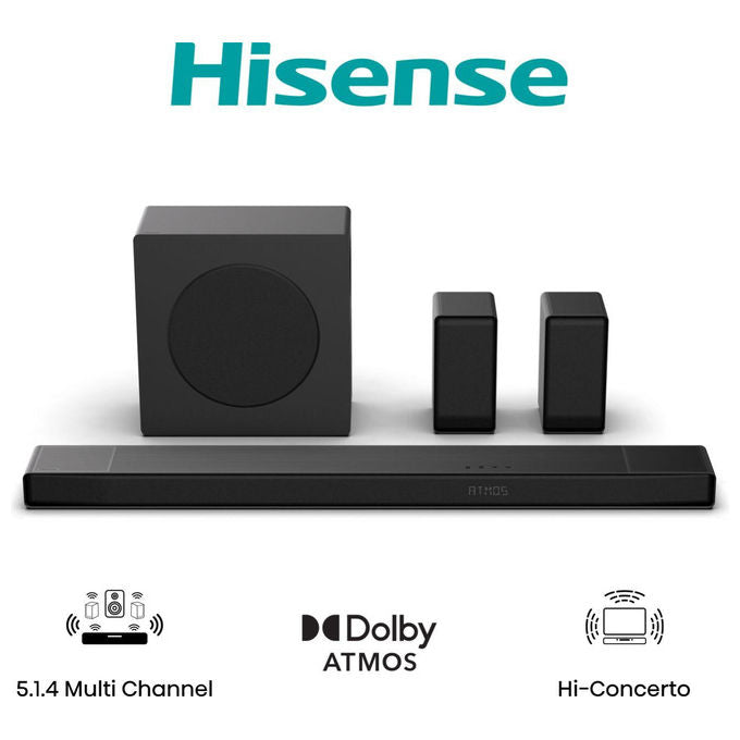 Hisense AX5140Q Soundbar 5.1.4 Canali 600 W Subwoofer Wireless 280 W Dolby Atmos DTS:X Bluetooth 5.3 eARC colore Nero