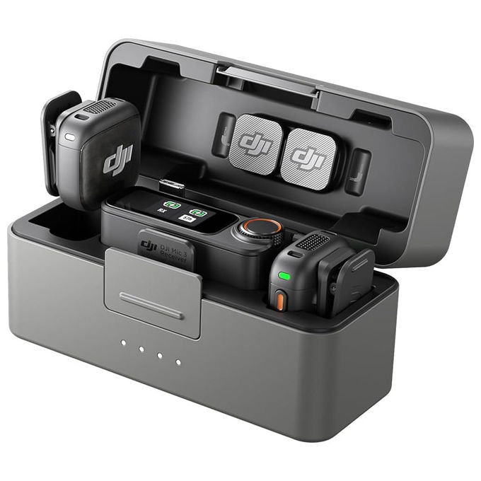 DJI DJMC30 Mic 3 Sistema Microfono Wireless 2TX 1RX Custodia di Ricarica 32bit Float Timecode 28h colore Nero