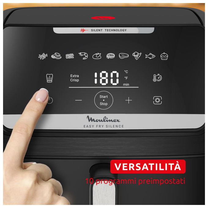 Moulinex EZ8428F0 Easy Fry Silence Friggitrice ad aria 7 L 1800 W 10 Programmi Display Touch colore Nero