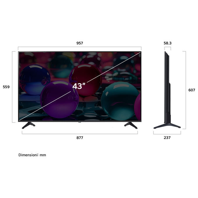 LG 43UA73006LA Smart TV LED 43'' 4K Ultra HD WebOS 25 α7 Gen8 HDR10 Game Optimizer 3 HDMI colore Nero