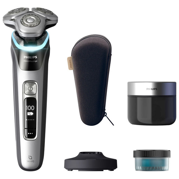 Philips XP9204-30 i9000 Prestige Rasoio elettrico rotativo bagnato e asciutto 3 testine autonomia 60 min colore Argento