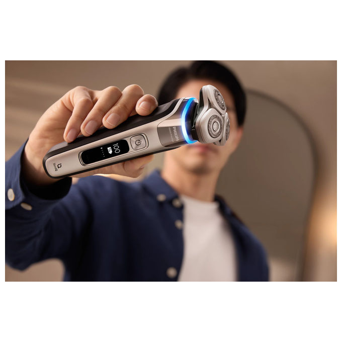 Philips XP9204-30 i9000 Prestige Rasoio elettrico rotativo bagnato e asciutto 3 testine autonomia 60 min colore Argento