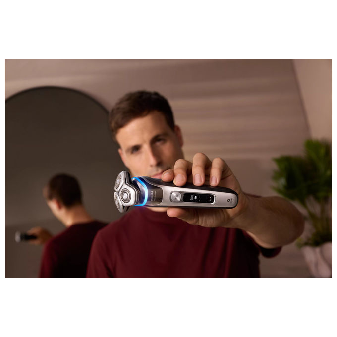 Philips XP9204-30 i9000 Prestige Rasoio elettrico rotativo bagnato e asciutto 3 testine autonomia 60 min colore Argento