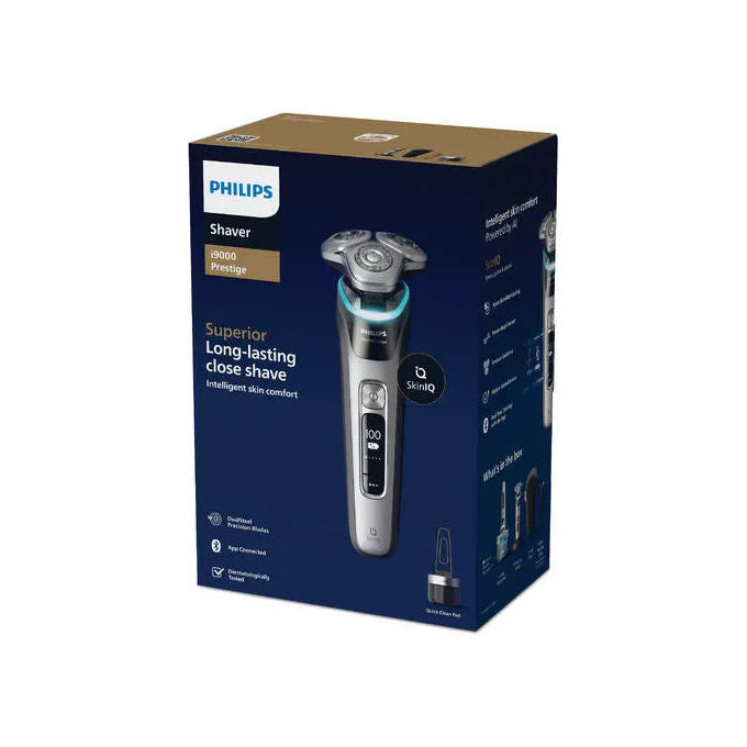 Philips XP9204-30 i9000 Prestige Rasoio elettrico rotativo bagnato e asciutto 3 testine autonomia 60 min colore Argento