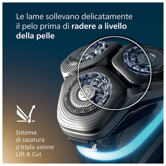 Philips XP9204-30 i9000 Prestige Rasoio elettrico rotativo bagnato e asciutto 3 testine autonomia 60 min colore Argento