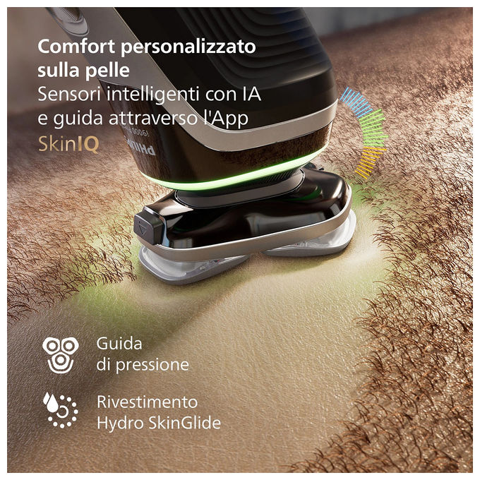 Philips XP9204-30 i9000 Prestige Rasoio elettrico rotativo bagnato e asciutto 3 testine autonomia 60 min colore Argento
