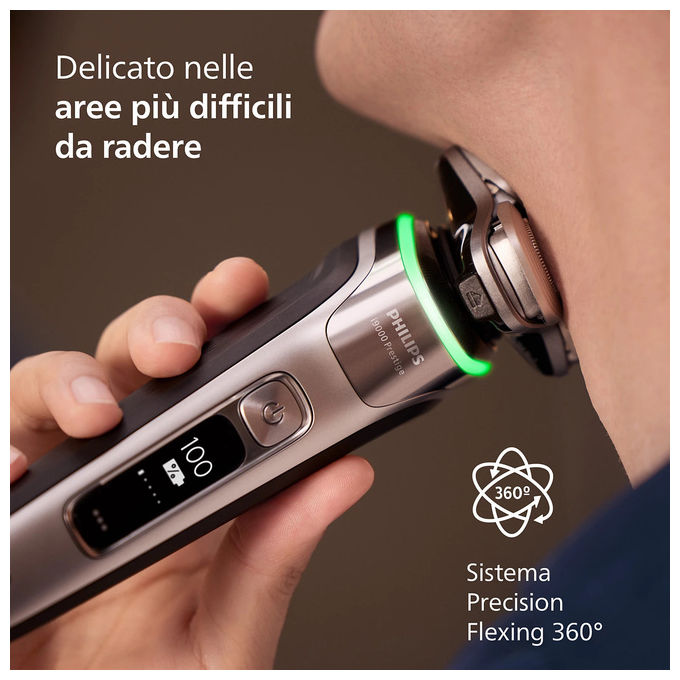 Philips XP9204-30 i9000 Prestige Rasoio elettrico rotativo bagnato e asciutto 3 testine autonomia 60 min colore Argento