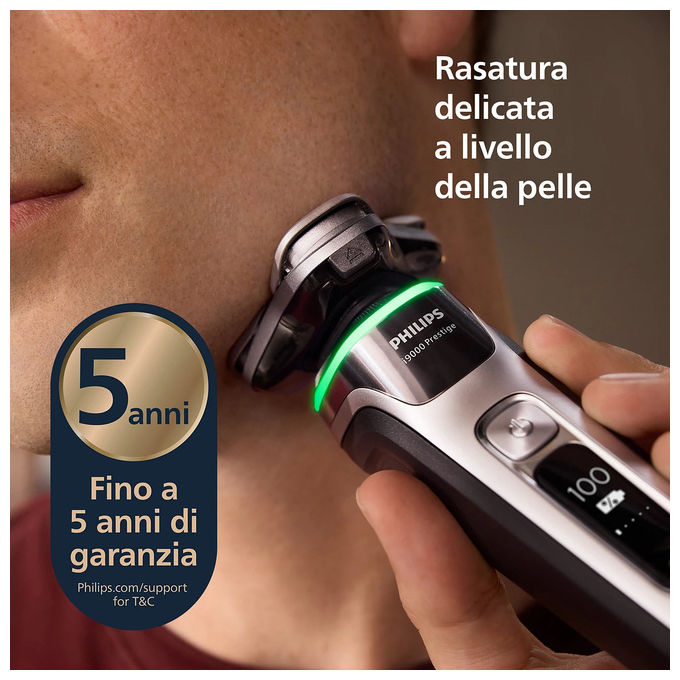 Philips XP9204-30 i9000 Prestige Rasoio elettrico rotativo bagnato e asciutto 3 testine autonomia 60 min colore Argento
