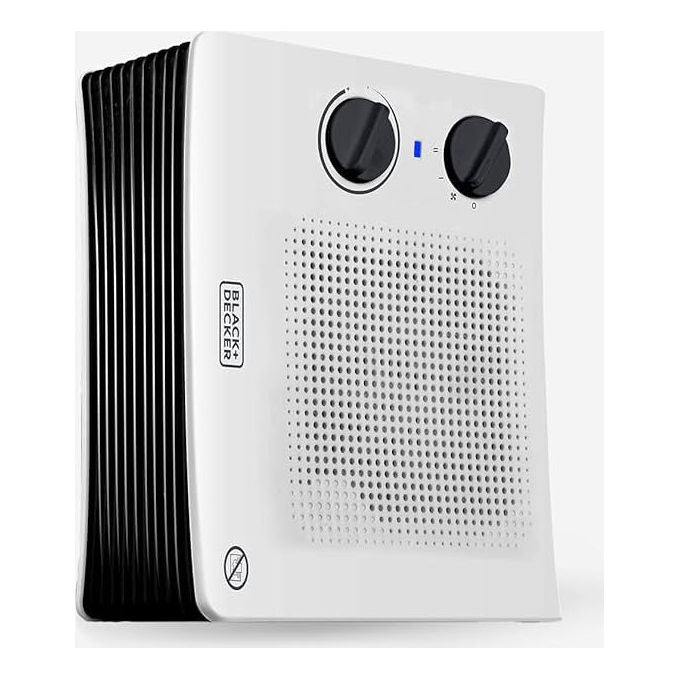 Black+decker BXSH2001E Termoventilatore da Tavolo 1000W 2000W Termostato Regolabile Protezione Surriscaldamento per ambienti fino a 15 m² colore Bianco